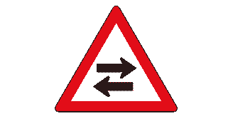 Two-way traffic crossroad