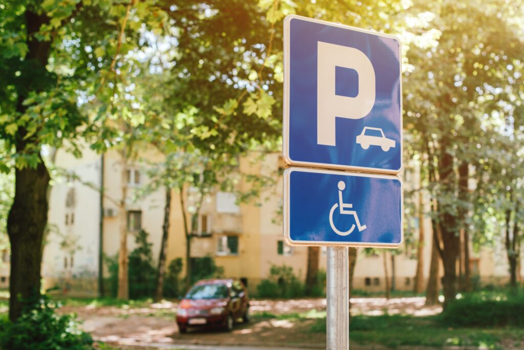 Handicap parking spot sign, reserved lot space for disabled person | K53 Reservation Signs